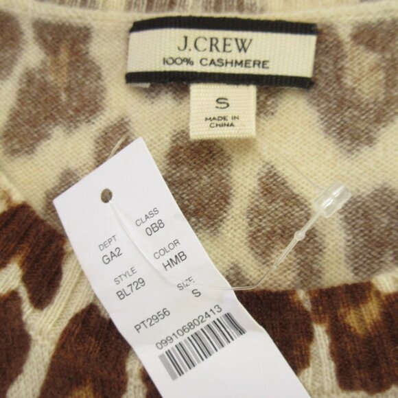 NWT J.Crew Cashmere Crewneck Sweater Shell in Muslin Brown Leopard Print S - Picture 6 of 6